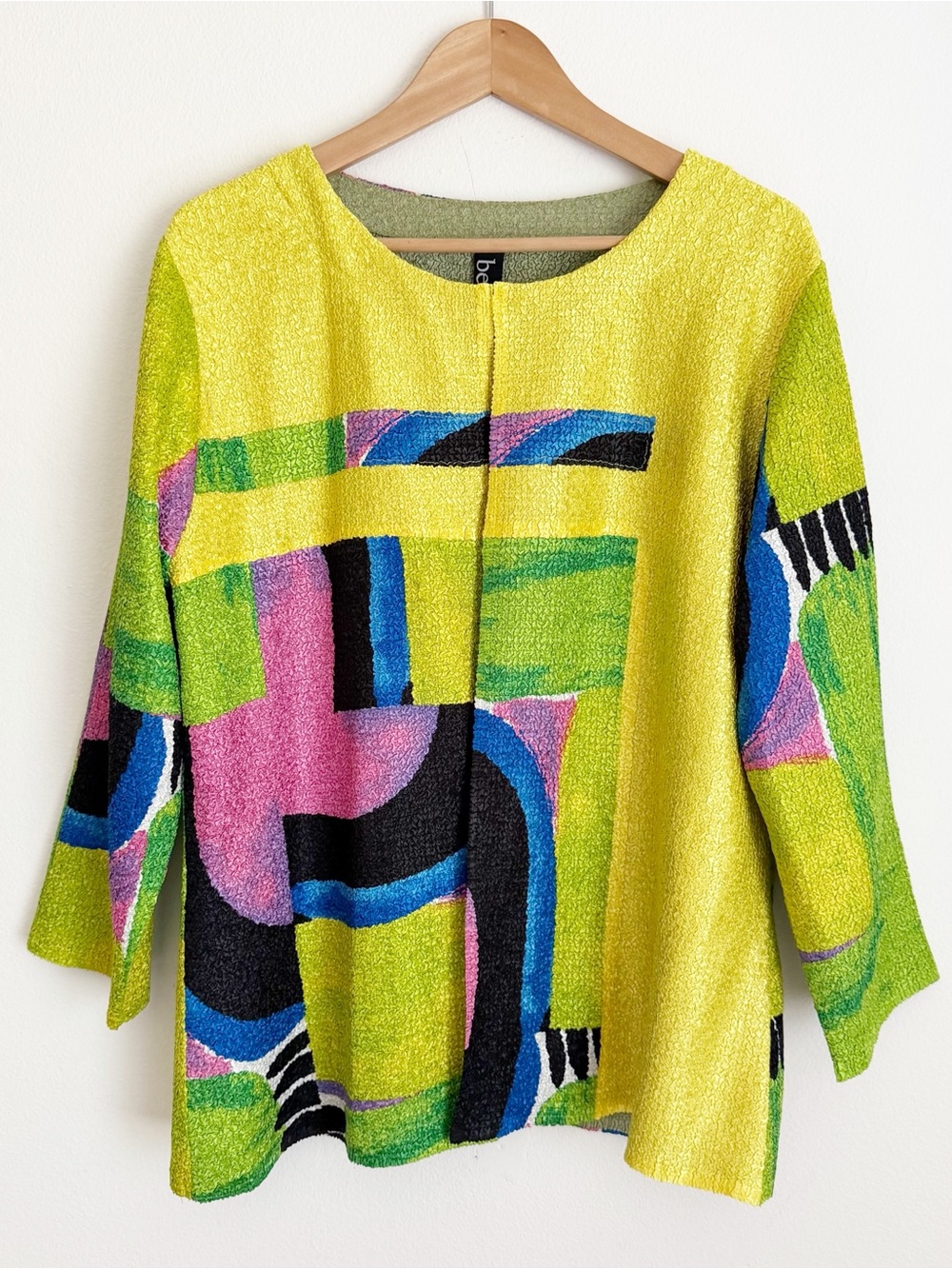 Berek Plus Size 2XL Crinkle Jacket Open Front Abstract Art Wear Popcorn Plisse